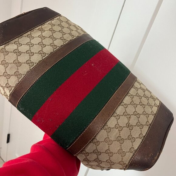 Vintage Gucci Logo & Stripe Weekender Travel Bag - Picture 9 of 12